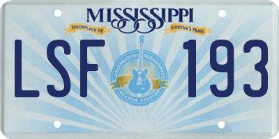 MS license plate LSF193