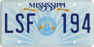 MS license plate LSF194