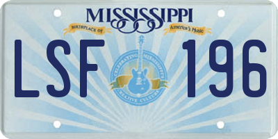 MS license plate LSF196
