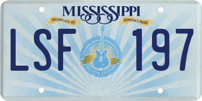 MS license plate LSF197