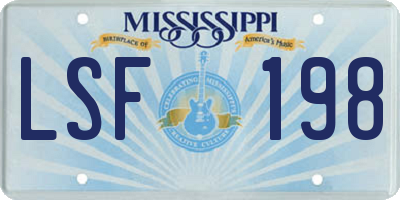 MS license plate LSF198