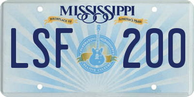 MS license plate LSF200