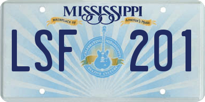MS license plate LSF201