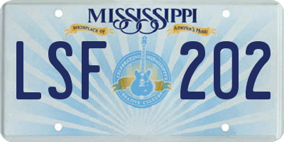 MS license plate LSF202