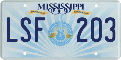 MS license plate LSF203