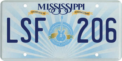 MS license plate LSF206
