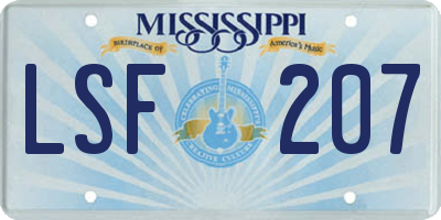 MS license plate LSF207