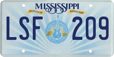 MS license plate LSF209