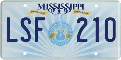 MS license plate LSF210