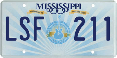 MS license plate LSF211