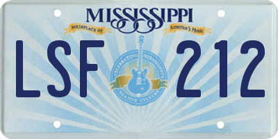 MS license plate LSF212