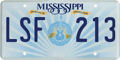 MS license plate LSF213