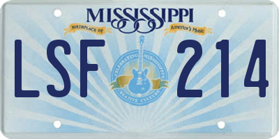 MS license plate LSF214