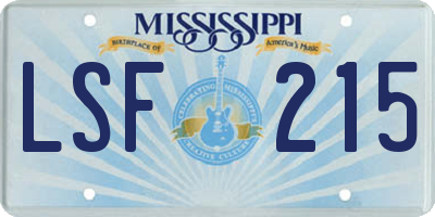 MS license plate LSF215