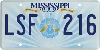 MS license plate LSF216