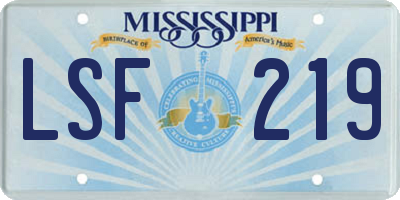 MS license plate LSF219