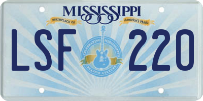 MS license plate LSF220