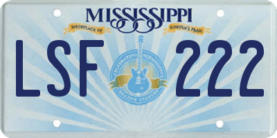 MS license plate LSF222