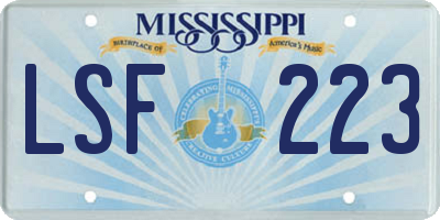 MS license plate LSF223