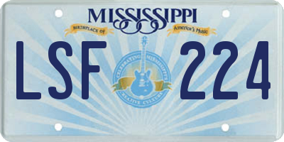 MS license plate LSF224