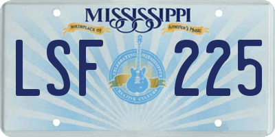 MS license plate LSF225