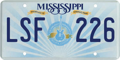 MS license plate LSF226