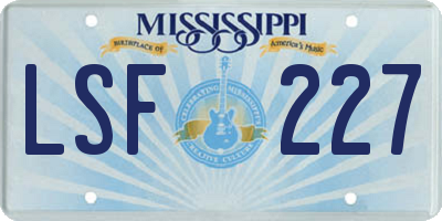 MS license plate LSF227