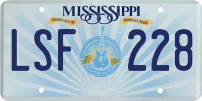 MS license plate LSF228