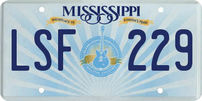 MS license plate LSF229