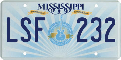 MS license plate LSF232