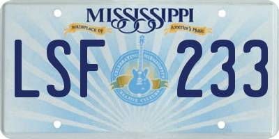 MS license plate LSF233