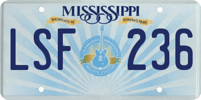 MS license plate LSF236
