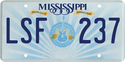 MS license plate LSF237