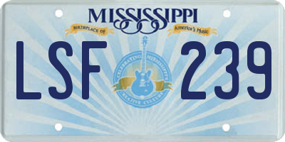 MS license plate LSF239