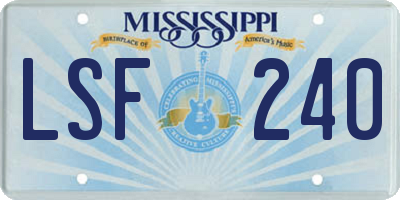 MS license plate LSF240