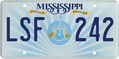 MS license plate LSF242