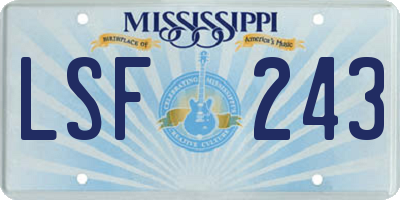 MS license plate LSF243