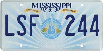 MS license plate LSF244