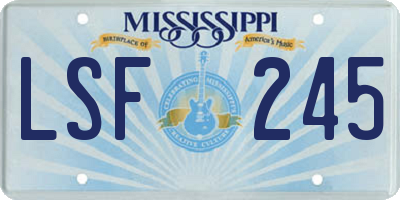 MS license plate LSF245
