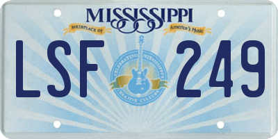 MS license plate LSF249