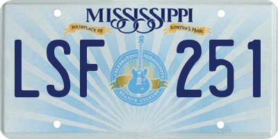 MS license plate LSF251