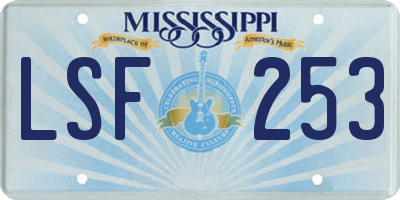 MS license plate LSF253