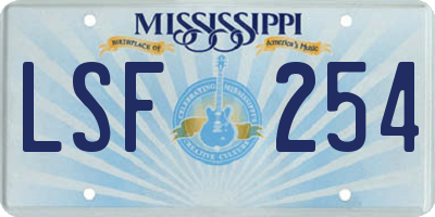 MS license plate LSF254