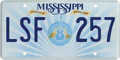 MS license plate LSF257