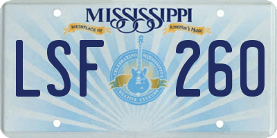MS license plate LSF260