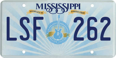 MS license plate LSF262
