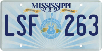 MS license plate LSF263
