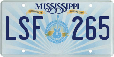 MS license plate LSF265