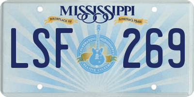MS license plate LSF269