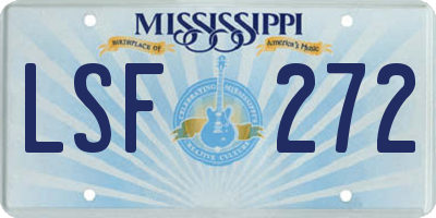 MS license plate LSF272
